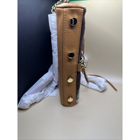 Rebecca Minkoff Haircalf/Sand Mini Mac Purse W/Leather & Gold Chain Strap - Picture 15 of 16